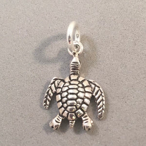 Sale! SEA TURTLE Detailed .925 Sterling Silver 3-D Charm Pendant Beach Ocean Nautical Swimming Sl77D