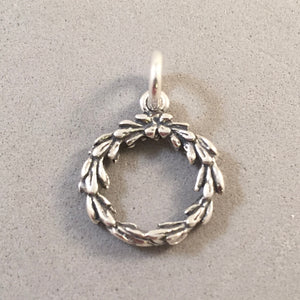 WREATH .925 Sterling Silver 3-D Charm Pendant Christmas Garland Garden MC10