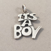 Load image into Gallery viewer, Sale! ITS A BOY .925 Sterling Silver 3-D Charm Pendant Newborn Infant Child Shower BT10
