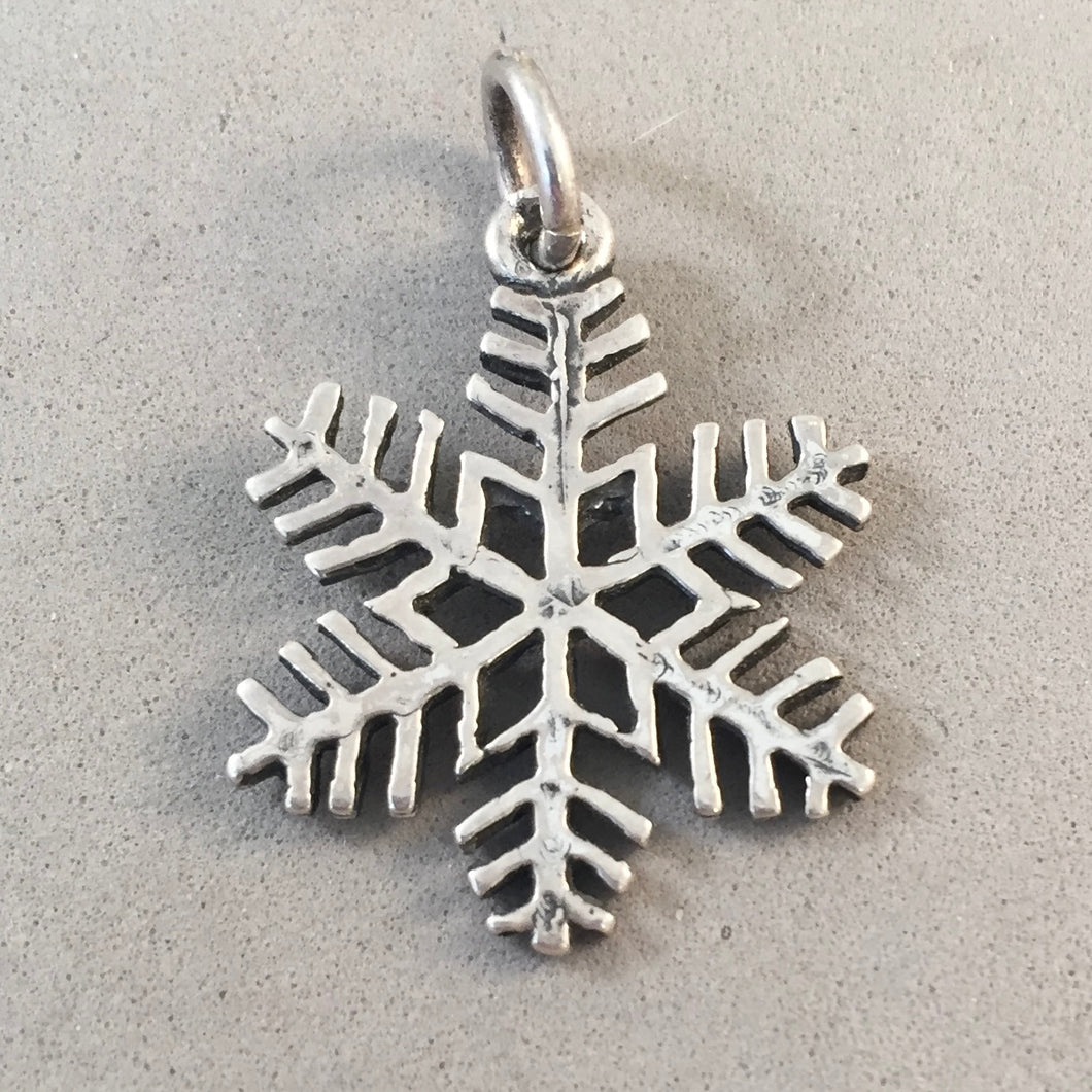 Sale! SNOWFLAKE Large .925 Sterling Silver Charm Pendant Snow Christmas Winter SL20L