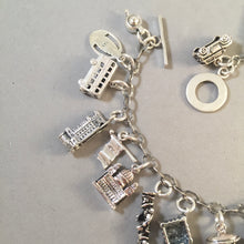 Load image into Gallery viewer, LONDON MEMORIES .925 Sterling Silver Travel Souvenir Charm Bracelet Big Ben Tower Bridge Westminster and More!
