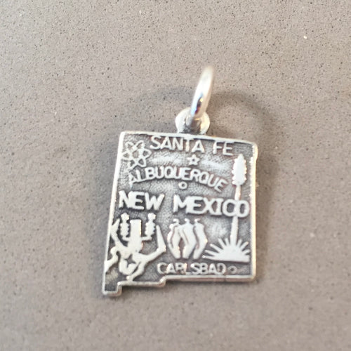 Sale! NEW MEXICO MAP .925 Sterling Silver State Charm Travel Albuquerque Santa Fe Carlsbad