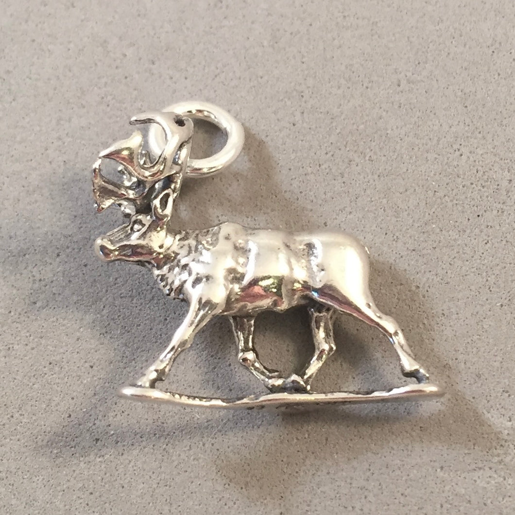 CARIBOU .925 Sterling Silver 3-D Charm Pendant Alaska Kobuk Valley LF04