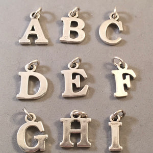 Sale! ALPHABET Thick .925 Sterling Silver Charm Pendant Letter Initial LT-L