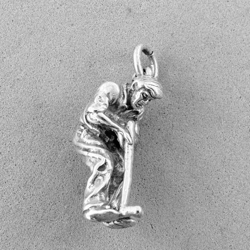 Sale! GOLFER Putting .925 Sterling Silver 3-D Charm Pendant SL78G