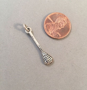 Sale! LACROSSE STICK .925 Sterling Silver 3-D Charm Pendant Equipment Field Box Intercross Player SL82L