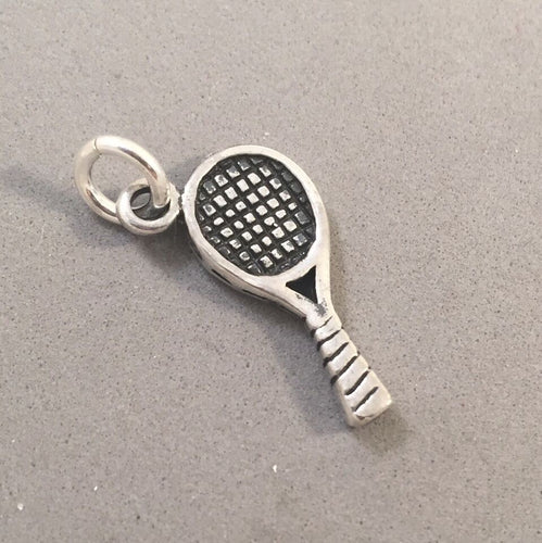 Sale! TENNIS RACKET .925 Sterling Silver 3-D Charm Pendant Sports Player SL30G