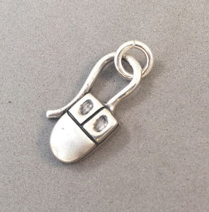 Sale! COMPUTER MOUSE .925 Sterling Silver 3-D Charm Pendant Office SL37B