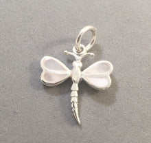Load image into Gallery viewer, Sale! DRAGONFLY Mother of Pearl WIngs .925 Sterling Silver Charm Pendant Garden Insect SL16F
