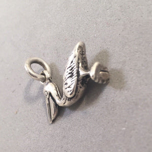 Sale! PELICAN Small .925 Sterling Silver 3-D Charm Pendant Bird Ocean Coast Beach SL48L