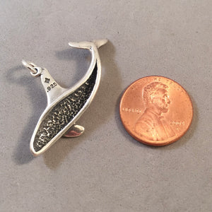 Sale! KILLER WHALE Large .925 Sterling Silver 3-D Charm Pendant Orca Nautical Sea Life Ocean SL28N