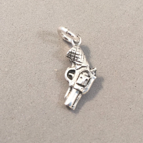 Sale! PISTOL .925 Sterling Silver 3-D Charm Pendant Police Sheriff Law Enforcement Revolver Gun SL37O