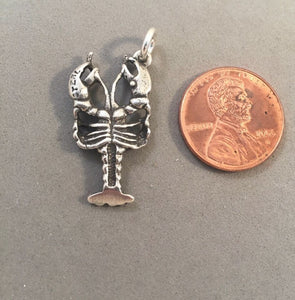 Sale! LOBSTER Large .925 Sterling Silver Charm Pendant Maine Hawaii Sl28H