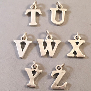 Sale! ALPHABET Thick .925 Sterling Silver Charm Pendant Letter Initial LT-L