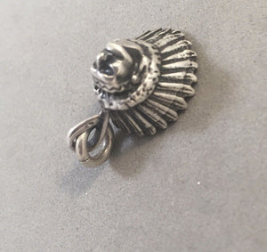 Sale! Native American HEADDRESS .925 Sterling Silver Charm Pendant Indian Chief Warrior Southwest SL03M