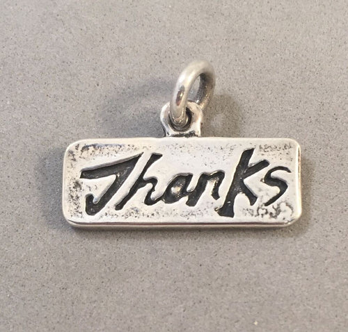 Sale! THANKS .925 Sterling Silver Charm Pendant Thank You SL38H