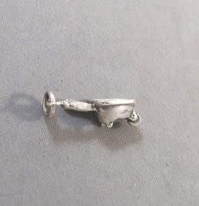 Sale! WHEELBARROW .925 Sterling Silver 3-D Charm Tool Gardening SL17C