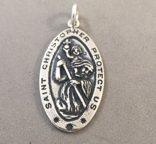 Load image into Gallery viewer, Sale! ST. CHRISTOPHER Large .925 Sterling Silver Protect us Medal/Medallion Charm Pendant SL15P