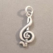 Load image into Gallery viewer, Sale! TREBLE CLEF Thick .925 Sterling Silver 3-D Charm Pendant Sheet Love Music Score Band Symbols SL76A