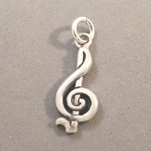 Sale! TREBLE CLEF Thick .925 Sterling Silver 3-D Charm Pendant Sheet Love Music Score Band Symbols SL76A