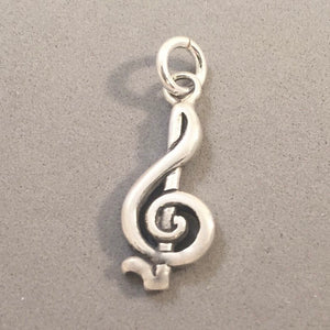 Sale! TREBLE CLEF Thick .925 Sterling Silver 3-D Charm Pendant Sheet Love Music Score Band Symbols SL76A