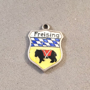 FREISING Vintage Travel Shield Enamel Charm Pendant Europe Germany VS-21