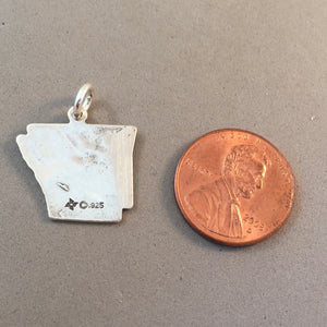 Sale! ARKANSAS MAP .925 Sterling Silver State Charm Travel ST-AR