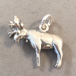 Sale! MOOSE Large .925 Sterling Silver Charm Pendant Male Bull Moose SL04Q