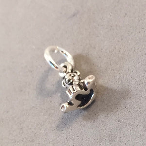 Sale! BEAR WITH GIFT .925 Sterling Silver Charm Pendant Small Christmas Teddy Present SL20O