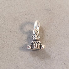 Load image into Gallery viewer, Sale! BEAR WITH GIFT .925 Sterling Silver Charm Pendant Small Christmas Teddy Present SL20O