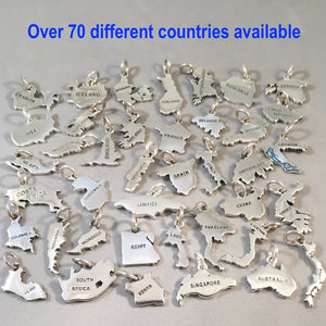 UNITED STATES MAP .925 Sterling Silver Charm Pendant U.S.A. America USA Country Outline Souvenir ct18-us