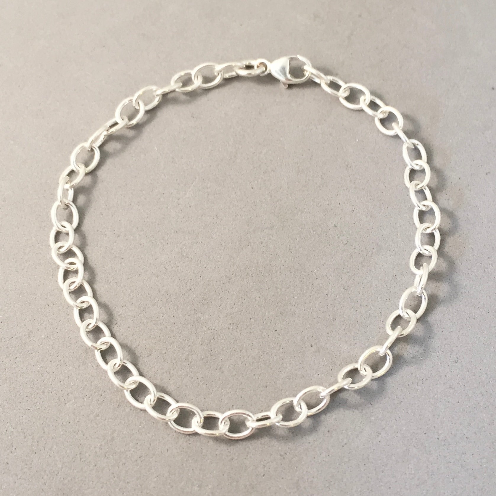 CHARM BRACELET Light Oval Lobster Clasp Sterling Silver Clasp