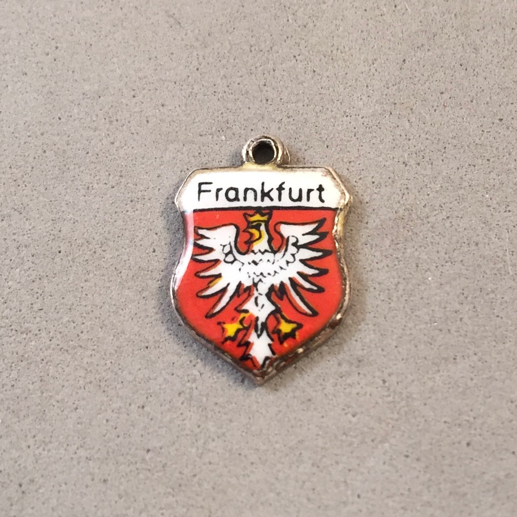 FRANKFURT Vintage Travel Shield Enamel Charm Pendant Europe Germany VS-01