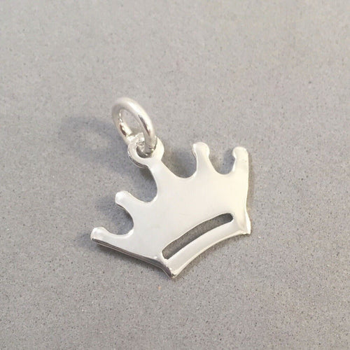 Sale! CROWN Flat .925 Serling Silver Charm Pendant Queen King Princess Royalty SL14C