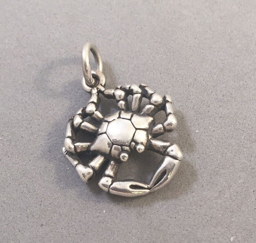 SALE! CRAB .925 Sterling Silver Small 3-D Charm Pendant Dungeness Rock Blue Shellfish Cancer SL48N