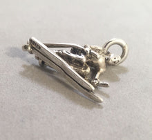 Load image into Gallery viewer, Sale! SKIER .925 Sterling Silver 3-D Charm Pendant Winter Snow Sport Slalom SL79F