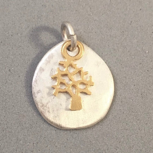 TREE Kevin-N-Anna 14K Gold Plated Dangle on Sterling Silver Charm Handmade Satin Finish KA21-T