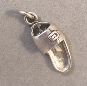 Sale! SLIP ON BUCKLE SANDLE .925 3-D Sterling Silver Charm Pendant Beach Shoes Thongs SL67H