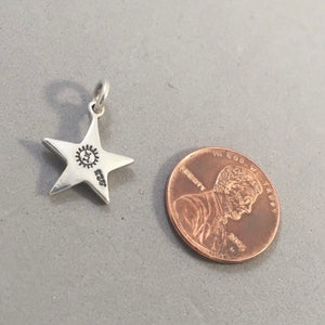 Sale! STAR on STAR .925 Sterling Silver Charm 5 Point Celestial Mystical Astrology SL87L