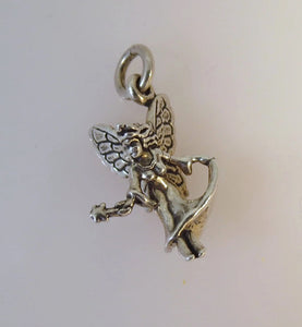 Sale! FAIRY WITH WAND .925 Sterling Silver Charm Pendant Fairytale Fantasy Mythical Mystical SL56M