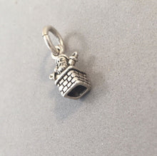 Load image into Gallery viewer, SANTA CLAUS IN CHIMNEY Tiny .925 Sterling Silver 3-D Charm Pendant Christmas Holiday MC11