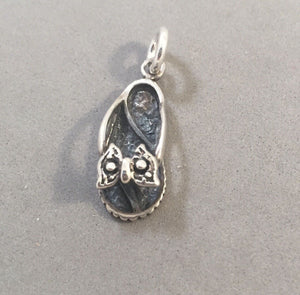 Sale! BUTTERFLY SANDAL .925 3-D Sterling Silver Charm Pendant Beach Shoes Slip on SL67I