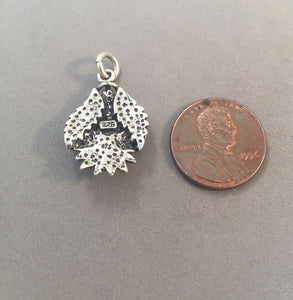 Sale! FLOWER with Leaves Heavy .925 Sterling Silver 3-D Charm Pendant Flower Garden Nature SL70K