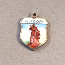 Load image into Gallery viewer, ALTDORF Vintage Travel Shield Enamel Charm Pendant Europe William Tell Statue Switzerland VS-39