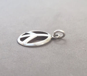 Sale! PEACE SIGN Domed .925 Sterling Silver High Polished Basic Charm Pendant Rounded Symbol SL87H