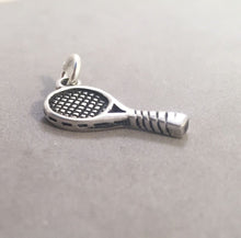 Load image into Gallery viewer, Sale! TENNIS RACKET .925 Sterling Silver 3-D Charm Pendant Sports Player SL30G