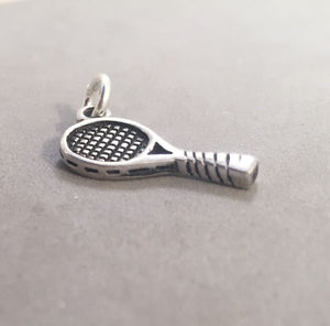 Sale! TENNIS RACKET .925 Sterling Silver 3-D Charm Pendant Sports Player SL30G