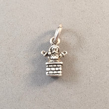 Load image into Gallery viewer, SANTA CLAUS IN CHIMNEY Tiny .925 Sterling Silver 3-D Charm Pendant Christmas Holiday MC11