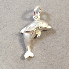 Load image into Gallery viewer, Sale! DOLPHIN JUMING .925 Sterling Silver Charm Pendant Nautical Sea Life Ocean Porpoise SL33D