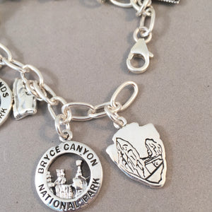 MIGHTY 5 UTAH .925 Sterling Silver Travel Souvenir Charm Bracelet Zion, Bryce, Capitol Reef, Canyonlands, Arches BRM5